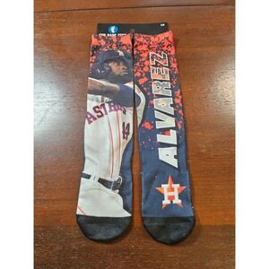 Houston Astros Yordan Alvarez MLB Socks Mens Large For Bare Feet Blue Orange 44